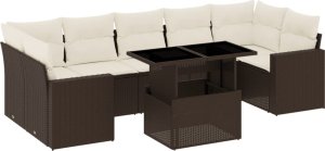 vidaXL 8-cz. zestaw wypoczynkowy do ogrodu, z poduszkami, brązowy 2