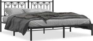 vidaXL vidaXL Metalowa rama łóżka z wezgłowiem, czarna, 183x213 cm 2