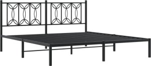 vidaXL vidaXL Metalowa rama łóżka z wezgłowiem, czarna, 183x213 cm 3
