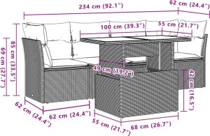 vidaXL 5-cz. zestaw mebli ogrodowych z poduszkami, brązowy, polirattan 9