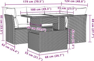 vidaXL 5-cz. zestaw mebli ogrodowych z poduszkami, beżowy, polirattan 8