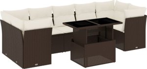 vidaXL 8-cz. zestaw wypoczynkowy do ogrodu, z poduszkami, brązowy 2