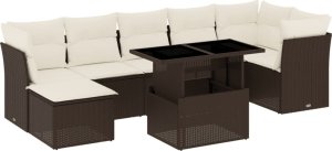 vidaXL 8-cz. zestaw wypoczynkowy do ogrodu, z poduszkami, brązowy 2