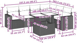 vidaXL 7-cz. zestaw wypoczynkowy do ogrodu, z poduszkami, brązowy 10