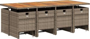 vidaXL 13-cz. zestaw mebli ogrodowych z poduszkami, szary rattan PE 3