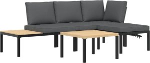 vidaXL vidaXL 4-cz. zestaw mebli do ogrodu, z poduszkami, czarne aluminium 2