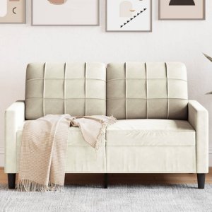 vidaXL Sofa 2-osobowa, kremowy, 120 cm, tapicerowana aksamitem 1