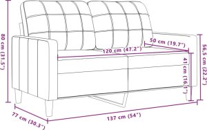 vidaXL Sofa 2-osobowa, żółta, 120 cm, tapicerowana aksamitem 8