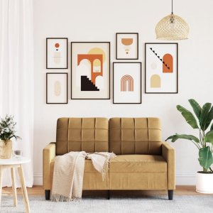 vidaXL Sofa 2-osobowa, brązowy, 120 cm, tapicerowana aksamitem 3
