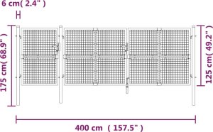 vidaXL Brama z siatki, zielona, 400x175 cm, galwanizowana stal 7