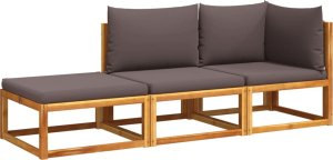 vidaXL vidaXL 3-cz. zestaw wypoczynkowy do ogrodu, z poduszkami, akacjowy 2