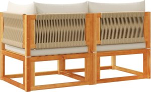 vidaXL vidaXL Sofa ogrodowa z poduszkami, 2-osobowa, lite drewno akacjowe 7