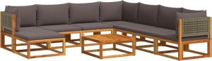 vidaXL vidaXL 9-cz. zestaw wypoczynkowy do ogrodu, z poduszkami, akacjowy 2