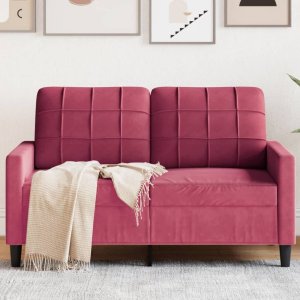 vidaXL Sofa 2-osobowa, winna czerwień, 120 cm, tapicerowana aksamitem 1