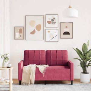 vidaXL Sofa 2-osobowa, winna czerwień, 120 cm, tapicerowana aksamitem 3