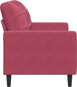 vidaXL Sofa 2-osobowa, winna czerwień, 120 cm, tapicerowana aksamitem 5