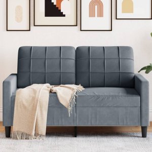 vidaXL vidaXL Sofa 2-osobowa, ciemnoszary, 120 cm, tapicerowana aksamitem 1