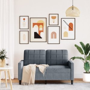 vidaXL vidaXL Sofa 2-osobowa, ciemnoszary, 120 cm, tapicerowana aksamitem 3