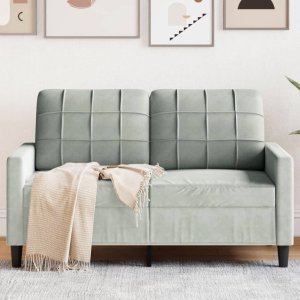 vidaXL vidaXL Sofa 2-osobowa, jasnoszara, 120 cm, tapicerowana aksamitem 1