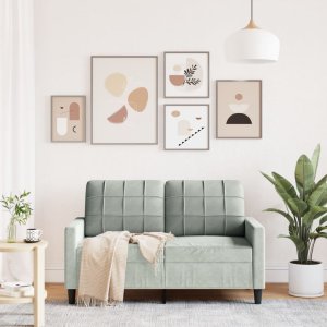 vidaXL vidaXL Sofa 2-osobowa, jasnoszara, 120 cm, tapicerowana aksamitem 3