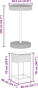 vidaXL vidaXL 3-cz. ogrodowy zestaw mebli barowych, poduszki, szary rattan PE 8