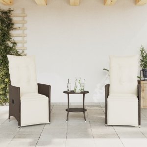 vidaXL vidaXL 3-cz. zestaw mebli bistro z poduszkami, brązowy, polirattan 3