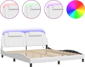 vidaXL vidaXL Rama łóżka z LED, biała, 180x200 cm, sztuczna skóra 2
