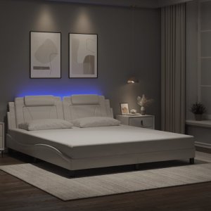vidaXL vidaXL Rama łóżka z LED, biała, 180x200 cm, sztuczna skóra 5