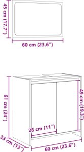 vidaXL vidaXL 2-częściowy zestaw mebli łazienkowych, kolor dąb sonoma 10