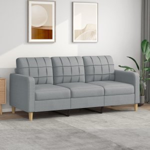 vidaXL VidaXL Sofa 3-osobowa, jasnoszara, 180 cm, tapicerowana tkaniną 1