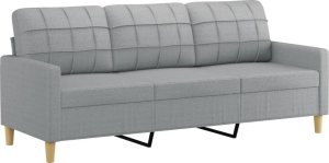vidaXL VidaXL Sofa 3-osobowa, jasnoszara, 180 cm, tapicerowana tkaniną 2