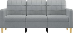 vidaXL VidaXL Sofa 3-osobowa, jasnoszara, 180 cm, tapicerowana tkaniną 3