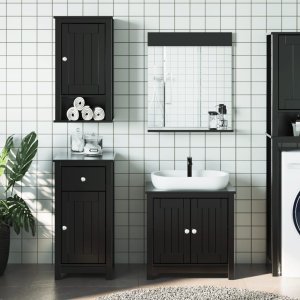 vidaXL VidaXL 4 Piece Bathroom Furniture Set BERG Black Solid Wood Pine 1