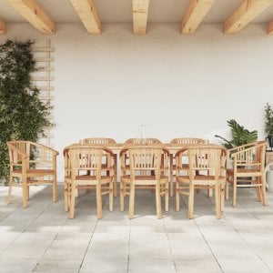 vidaXL VidaXL 9 Piece Patio Dining Set Solid Wood Teak 1