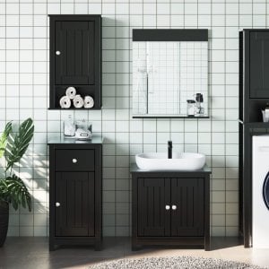 vidaXL VidaXL 3 Piece Bathroom Furniture Set BERG Black Solid Wood Pine 1