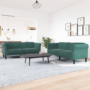 vidaXL VidaXL 2 Piece Sofa Set Dark Green Velvet 1