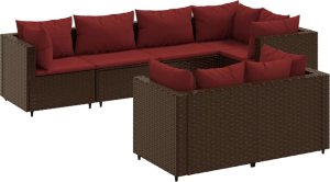 vidaXL vidaXL 7-cz. zestaw wypoczynkowy do ogrodu, z poduszkami, rattan PE 2