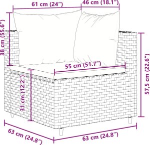 vidaXL vidaXL 7-cz. zestaw wypoczynkowy do ogrodu, z poduszkami, rattan PE 8