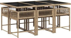 vidaXL vidaXL 7-cz. zestaw mebli ogrodowych z poduszkami, beżowy, polirattan 3