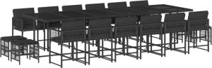 vidaXL vidaXL 17-cz. zestaw mebli ogrodowych z poduszkami, czarny, rattan PE 2