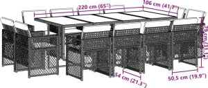 vidaXL vidaXL 13-cz. zestaw mebli ogrodowych z poduszkami, jasnoszary 8