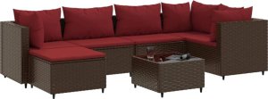 vidaXL vidaXL 7-cz. zestaw wypoczynkowy do ogrodu, z poduszkami, rattan PE 2