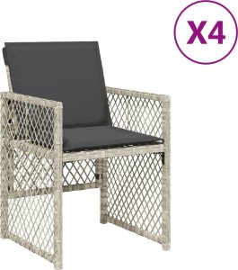 vidaXL vidaXL Krzesła ogrodowe z poduszkami, 4 szt., jasnoszare, polirattan 2