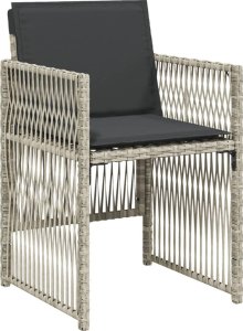 vidaXL vidaXL Krzesła ogrodowe z poduszkami, 4 szt., jasnoszare, polirattan 4