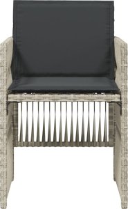 vidaXL vidaXL Krzesła ogrodowe z poduszkami, 4 szt., jasnoszare, polirattan 5