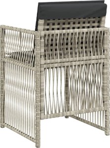 vidaXL vidaXL Krzesła ogrodowe z poduszkami, 4 szt., jasnoszare, polirattan 7