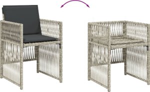 vidaXL vidaXL Krzesła ogrodowe z poduszkami, 4 szt., jasnoszare, polirattan 8