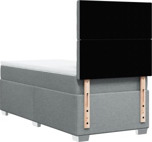 vidaXL Łóżko kontynentalne z materacem, jasnoszare, tkanina, 80x200 cm 10