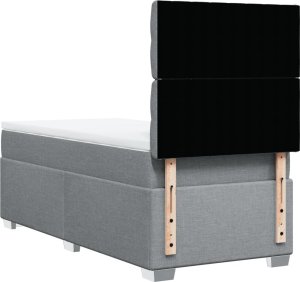 vidaXL Łóżko kontynentalne z materacem, jasnoszare, tkanina, 80x200 cm 10