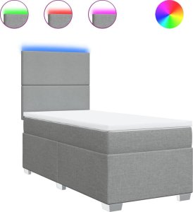 vidaXL vidaXL Łóżko kontynentalne z materacem, jasnoszare, tkanina, 80x200 cm 2